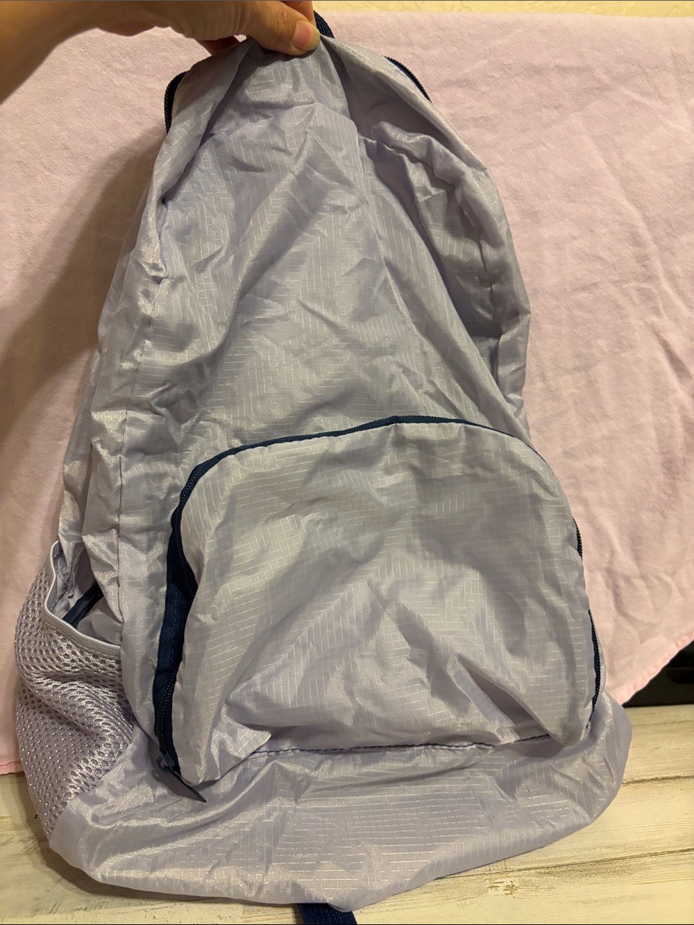 Light lavender nylon backpack